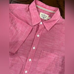 The Normal Brand Shirt Mens Med Button Up Short Sleeve Casual Pink Breathable